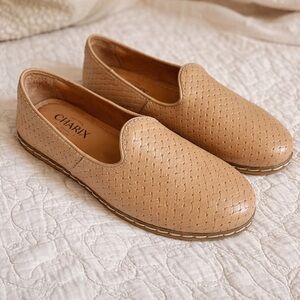 Charix Woven Leather Slip On Shoes Tan Loafers Size 38 US 8 Artisan Flats Womens